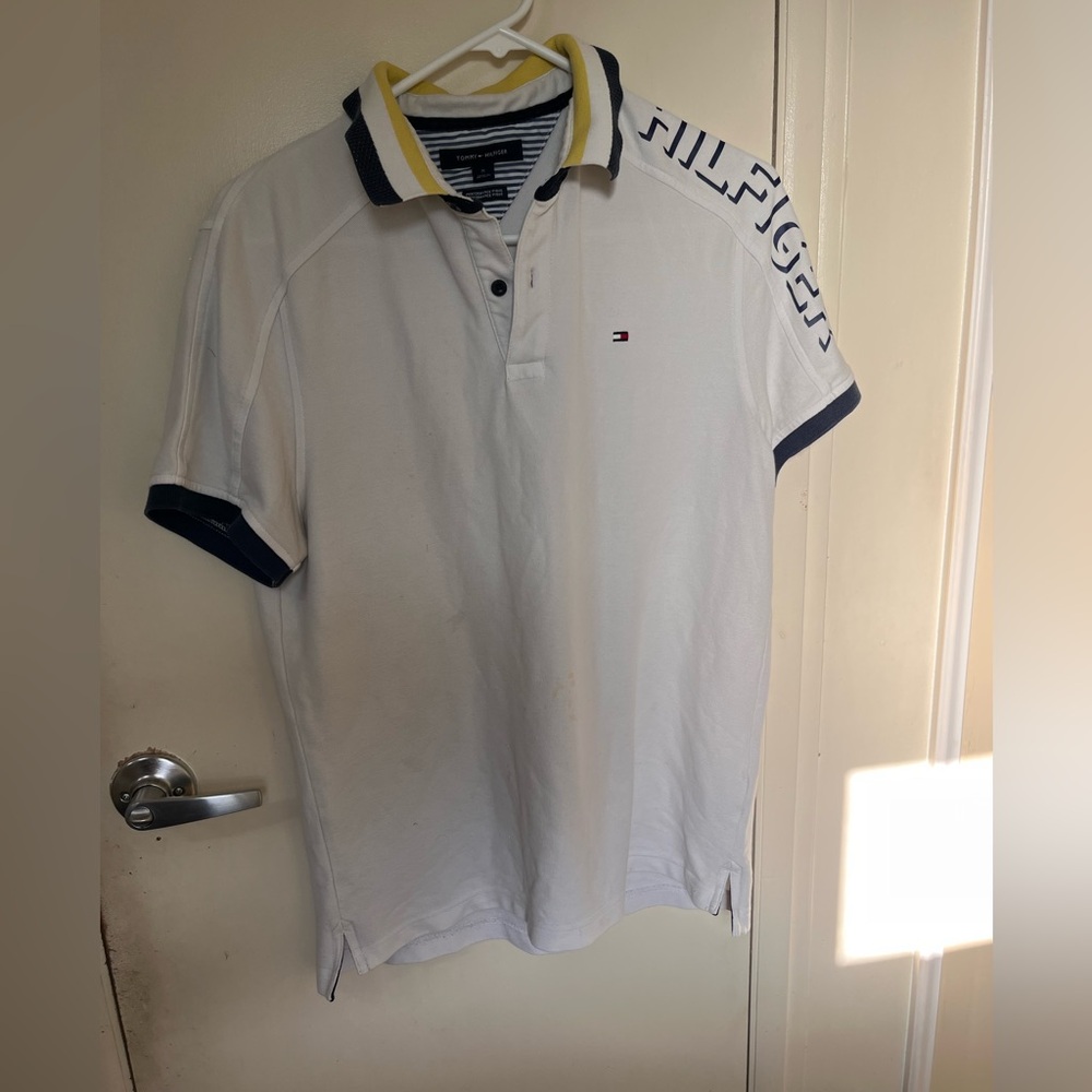Tommy Hilfiger White and Navy Polo Shirt for Men